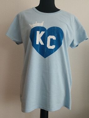 Gildan Light Blue Tee with Blue Heart KC Graphic